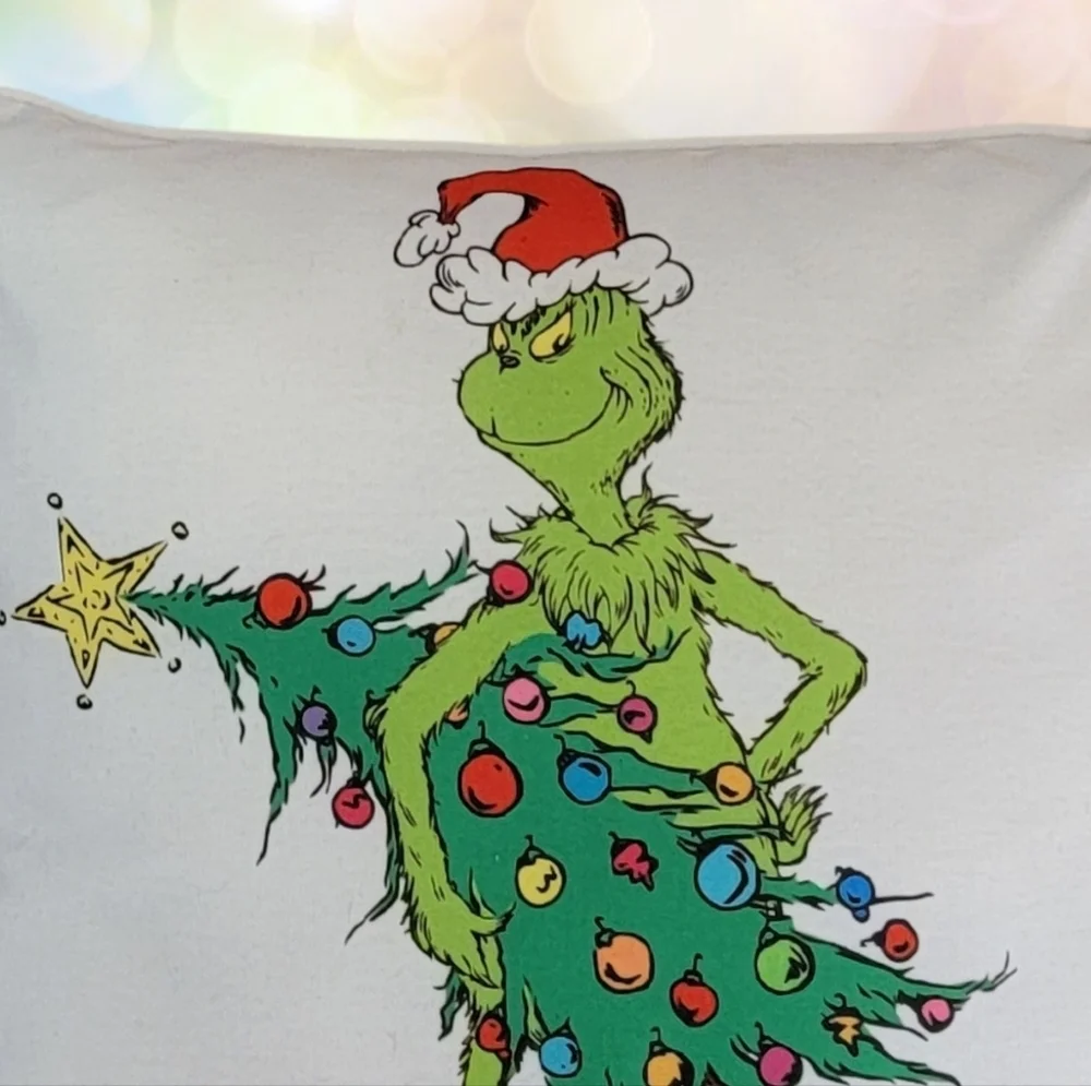 Grinch Naughty / Max Nice Merry Grinchmas Christmas Throw Pillow 20